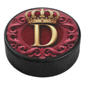 Grote D-monogram op rode fluweel Hockey Puck (3/4)