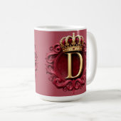 Grote D-monogram op rode fluweel Koffiemok (Voorkant rechts)