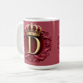 Grote D-monogram op rode fluweel Koffiemok (Voorkant links)
