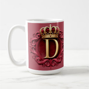 Grote D-monogram op rode fluweel Koffiemok