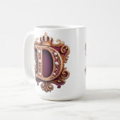 Grote D-monogram op rode fluweel Koffiemok (Voorkant links)