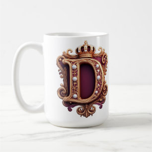 Grote D-monogram op rode fluweel Koffiemok