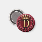 Grote D-monogram op rode fluweel Magneet (Voorkant / Achterkant)