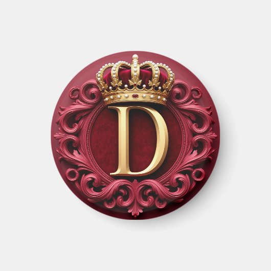 Grote D-monogram op rode fluweel Magneet (Voorkant)