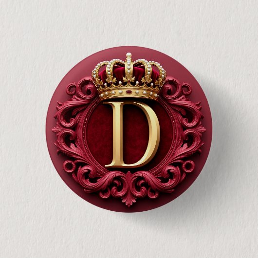 Grote D-monogram op rode fluweel Ronde Button 3,2 Cm (Voorkant)