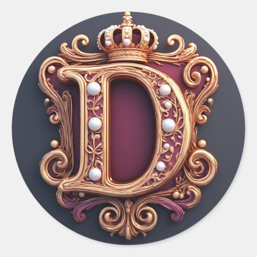 Grote D-monogram op rode fluweel Ronde Sticker (Voorkant)