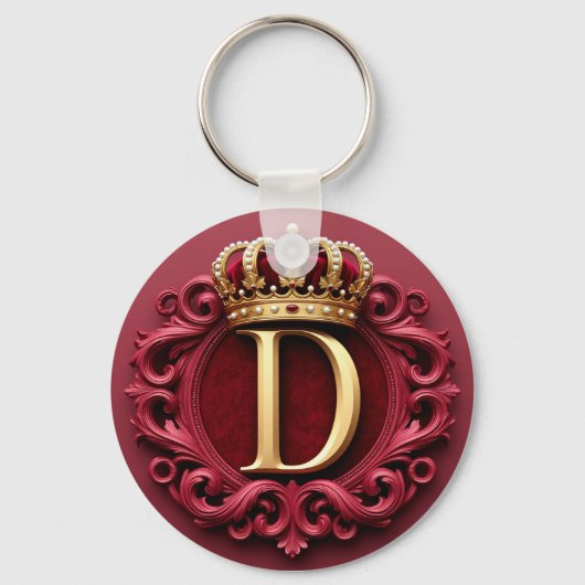 Grote D-monogram op rode fluweel Sleutelhanger (Voorkant)