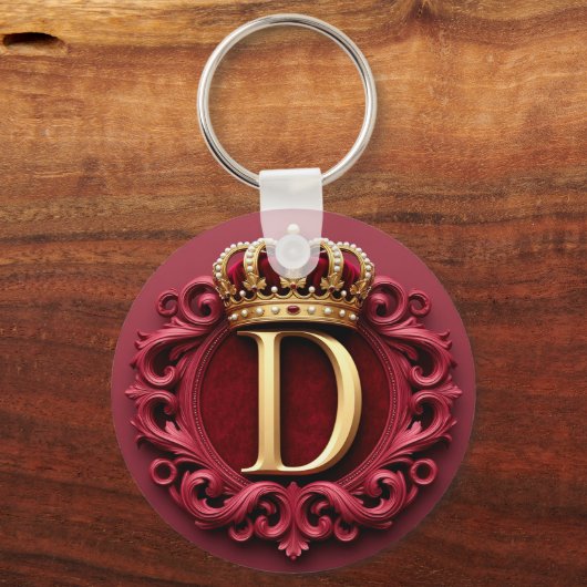 Grote D-monogram op rode fluweel Sleutelhanger (Achterkant)