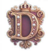 Grote D-monogram op rode fluweel Sticker (Voorkant)