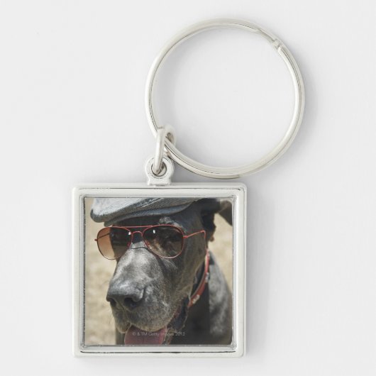 Grote Daan met pet en zonnebrillen Sleutelhanger (Voorkant)