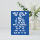 Grote Dag Blauw Graphic Inspirerend Quotes Briefkaart (Staand voorkant)