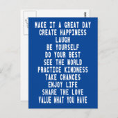 Grote Dag Blauw Graphic Inspirerend Quotes Briefkaart (Voorkant / Achterkant)
