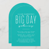 Grote dag blauwgroen uitnodiging voor bachelorette (Voorkant / Achterkant)