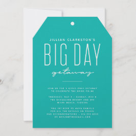 Grote dag blauwgroen uitnodiging voor bachelorette