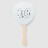 Grote dag in de oceaan, blauwe bestemming bruiloft handwaaier (Voorkant)