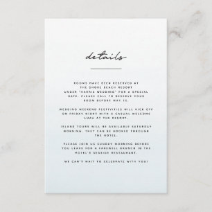 Grote dag in de oceaan, blauwe bestemming bruiloft informatiekaartje