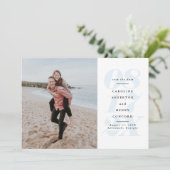 Grote dag vet datum lichtblauwe foto save the date (Staand voorkant)