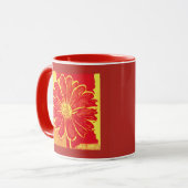 Grote Daisy Aster in rood, geel en saffraan Mok (Voorkant links)
