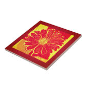 Grote Daisy Aster in rood, geel en saffraan Tegeltje (Zijkant)