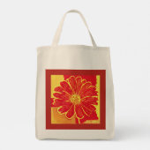 Grote Daisy Aster in rood, geel en saffraan Tote Bag (Achterkant)
