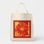Grote Daisy Aster in rood, geel en saffraan Tote Bag (Voorkant)