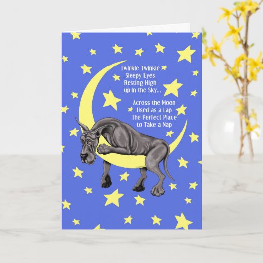 Grote Dane Black Twinkle Kaart (Gele Bloem)