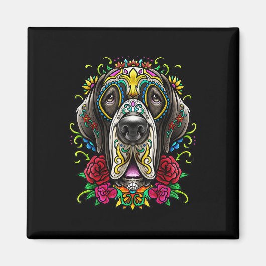 Grote Dane Dog Tattoo Dag van de dode Mexicaanse g Magneet (Voorkant)