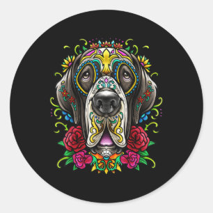 Grote Dane Dog Tattoo Dag van de dode Mexicaanse g Ronde Sticker