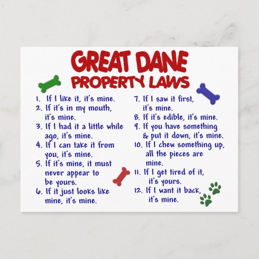 GROTE DANE-Eigendomwetten 2 Briefkaart (Voorkant)