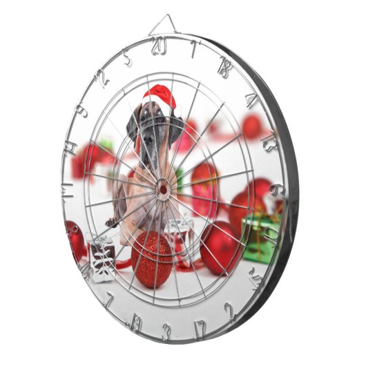 Grote Dane Hond met Kerstmis Ornamenten Cadeaus Dartbord (Voorkant Rechts)
