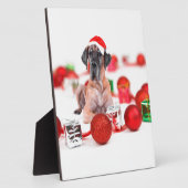 Grote Dane Hond met Kerstmis Ornamenten Cadeaus Fotoplaat (Zijkant)