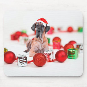 Grote Dane Hond met Kerstmis Ornamenten Cadeaus Muismat
