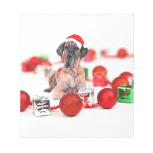 Grote Dane Hond met Kerstmis Ornamenten Cadeaus Notitieblok