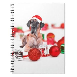 Grote Dane Hond met Kerstmis Ornamenten Cadeaus Notitieboek
