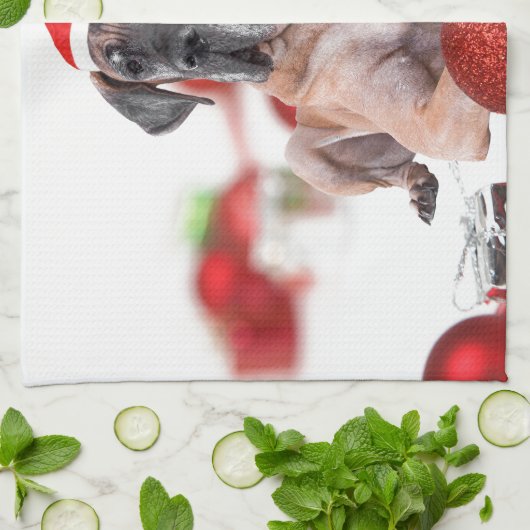 Grote Dane Hond met Kerstmis Ornamenten Cadeaus Theedoek (Gevouwen)