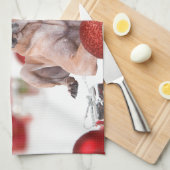 Grote Dane Hond met Kerstmis Ornamenten Cadeaus Theedoek (Quarter Fold)