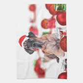 Grote Dane Hond met Kerstmis Ornamenten Cadeaus Theedoek (Verticaal)