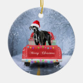 Grote dane hond op sneeuw in kerstmis keramisch ornament (Voorkant)