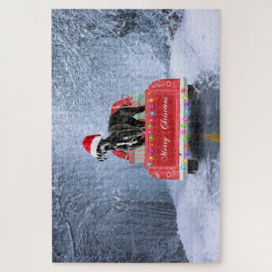 Grote dane hond op sneeuw in kerstmis legpuzzel (Verticaal)