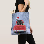 Grote dane hond op sneeuw in kerstmis tote bag (Dichtbij)