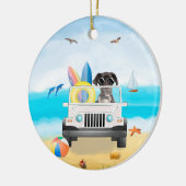 Grote dane hond Rijden op strand Keramisch Ornament (Links)