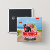 Grote Dane-hond Valentijnsdag-vrachtwagen Vierkante Button 5,1 Cm (Voorkant /achterkant)