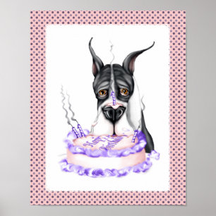 Grote Dane Mantle Birthday Cake Poster