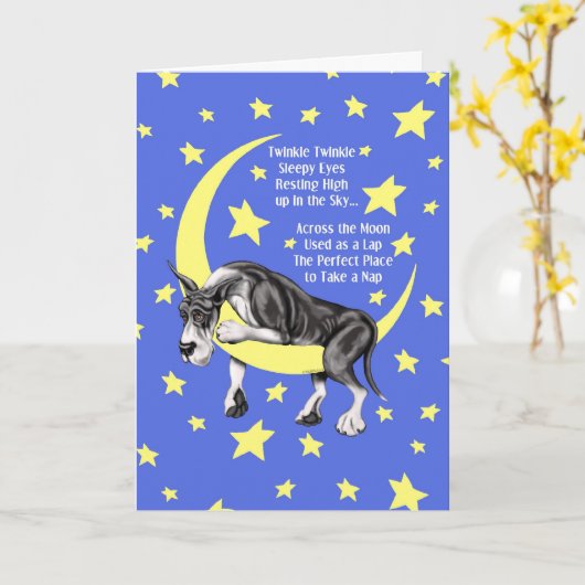 Grote Dane Mantle Twinkle Kaart (Gele Bloem)