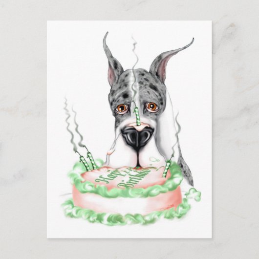 Grote Dane Merle Birthday Cake Briefkaart (Voorkant)