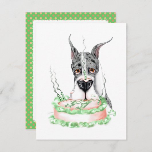 Grote Dane Merle Birthday Cake Kaart (Voorkant / Achterkant)