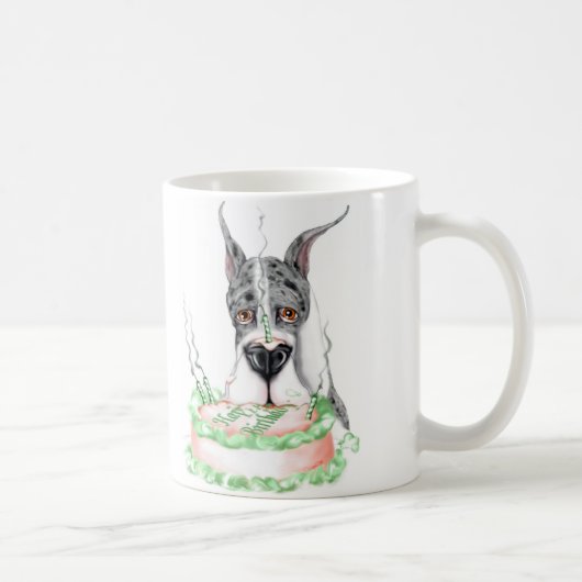 Grote Dane Merle Birthday Cake Koffiemok (Rechts)