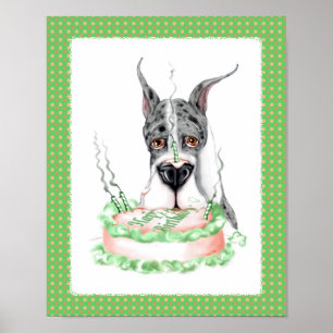 Grote Dane Merle Birthday Cake Poster