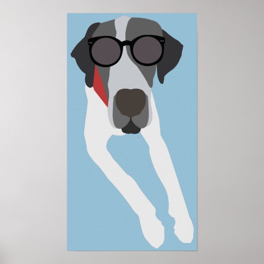 Grote dane met zonnebrillen poster (Voorkant)