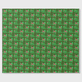 Grote Dane Red-kersthond en Groene Bow Green Cadeaupapier (Vlak)
